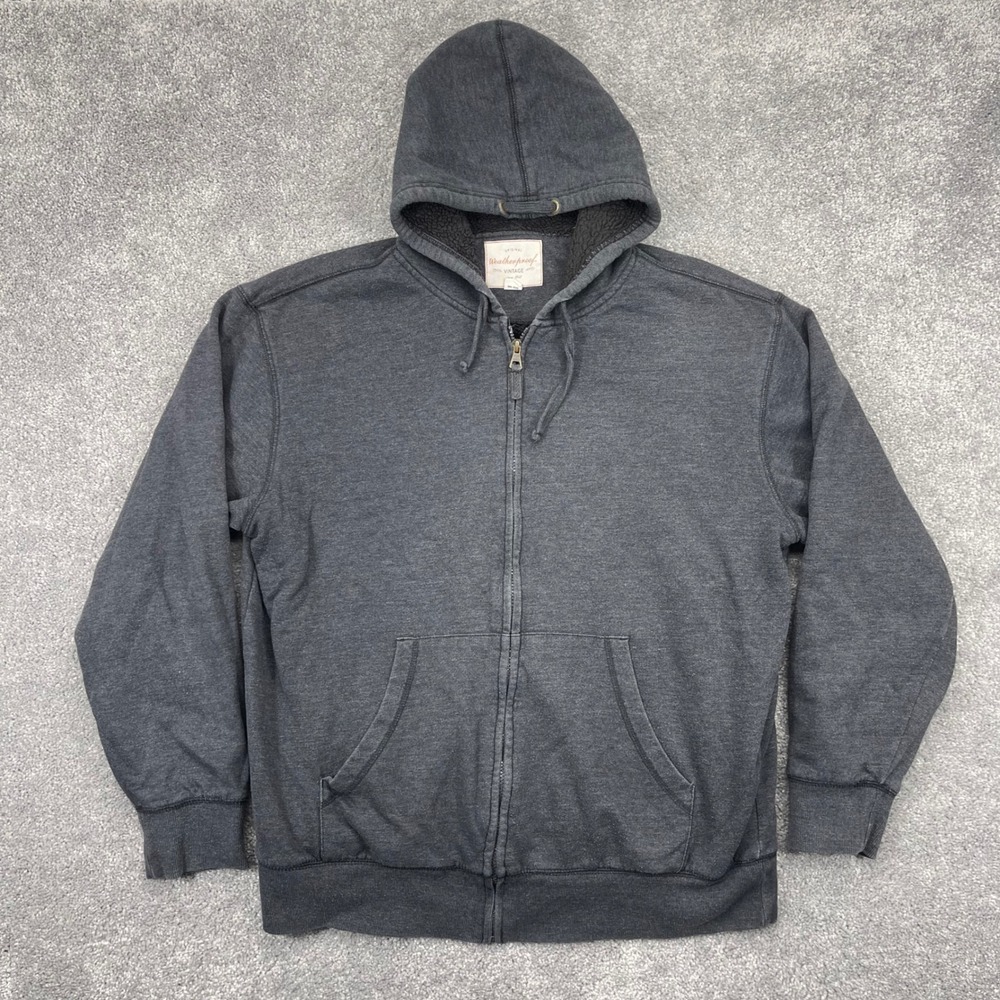 Weatherproof Vintage Hoodie Mens Extra Large Full Zip Gray Fleece Sherpa Lined